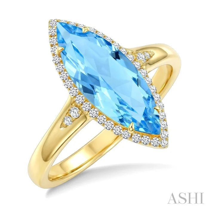 Evoque Gemstone Marquise Shape & Halo Diamond Ring