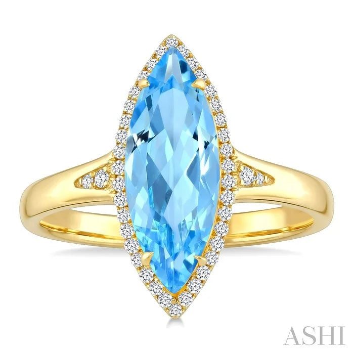 Evoque Gemstone Marquise Shape & Halo Diamond Ring