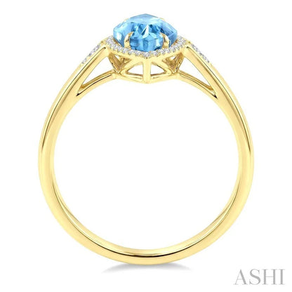 Evoque Gemstone Marquise Shape & Halo Diamond Ring
