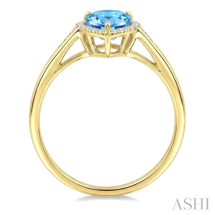 Evoque Gemstone Pear Shape & Halo Diamond Ring