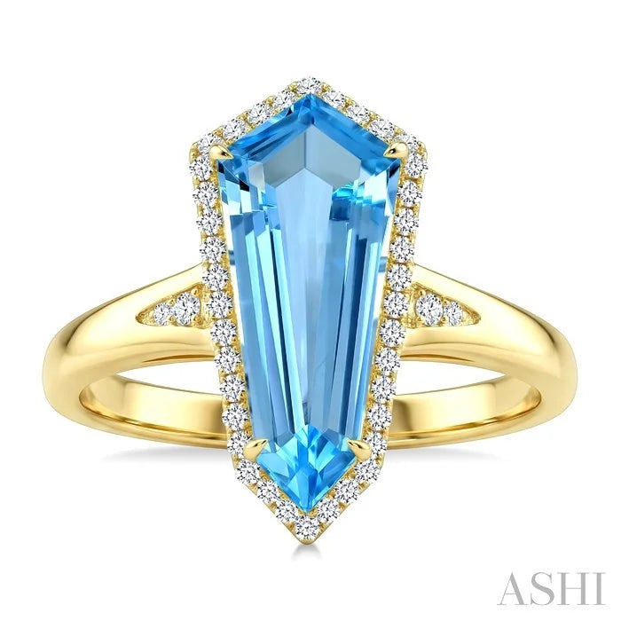Evoque Gemstone Shield Shape & Halo Diamond Ring