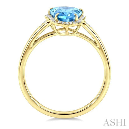 Evoque Gemstone Shield Shape & Halo Diamond Ring