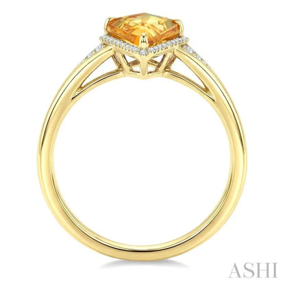Evoque Gemstone Kite Shape & Halo Diamond Ring