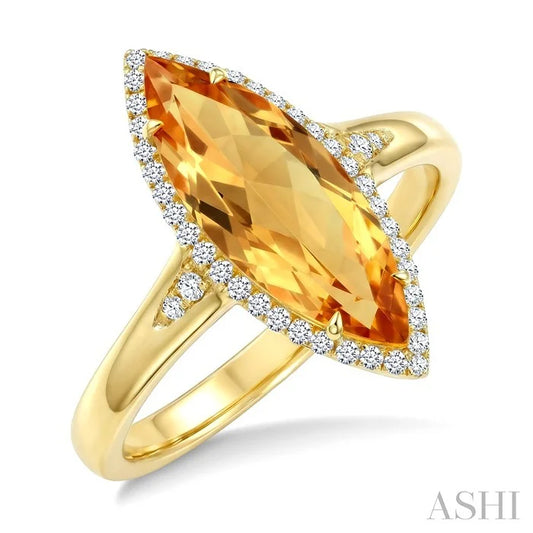 Evoque Gemstone Marquise Shape & Halo Diamond Ring