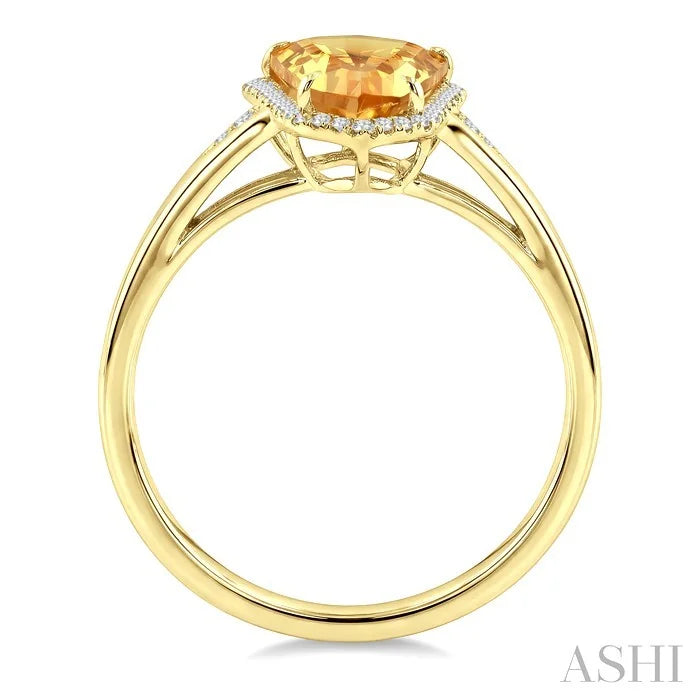 Evoque Gemstone Shield Shape & Halo Diamond Ring