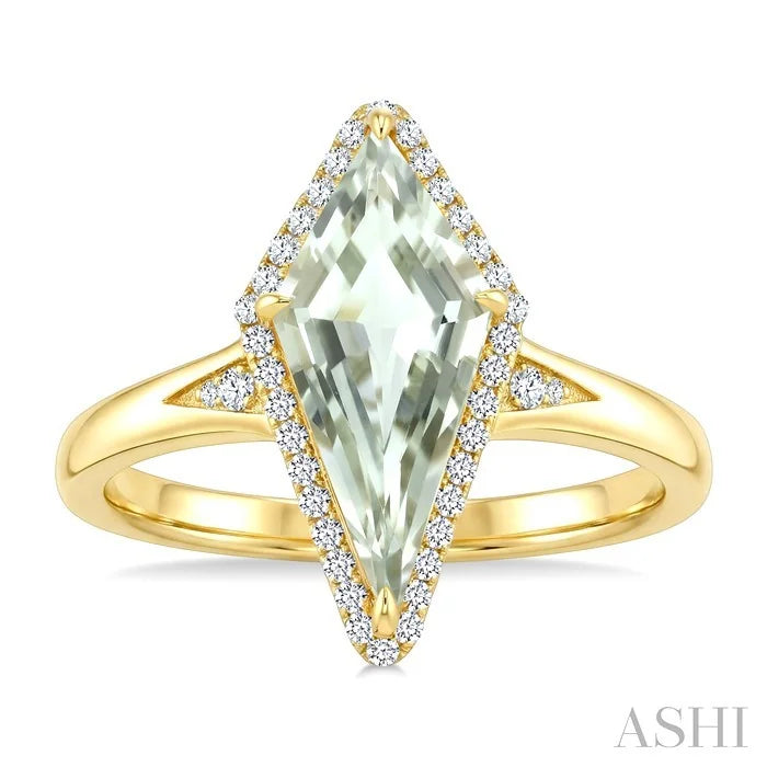 Evoque Gemstone Kite Shape & Halo Diamond Ring