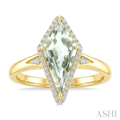 Evoque Gemstone Kite Shape & Halo Diamond Ring