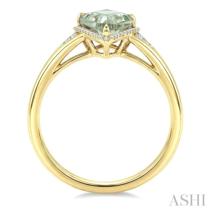 Evoque Gemstone Kite Shape & Halo Diamond Ring