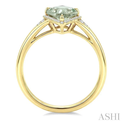 Evoque Gemstone Kite Shape & Halo Diamond Ring
