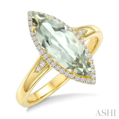 Evoque Gemstone Marquise Shape & Halo Diamond Ring