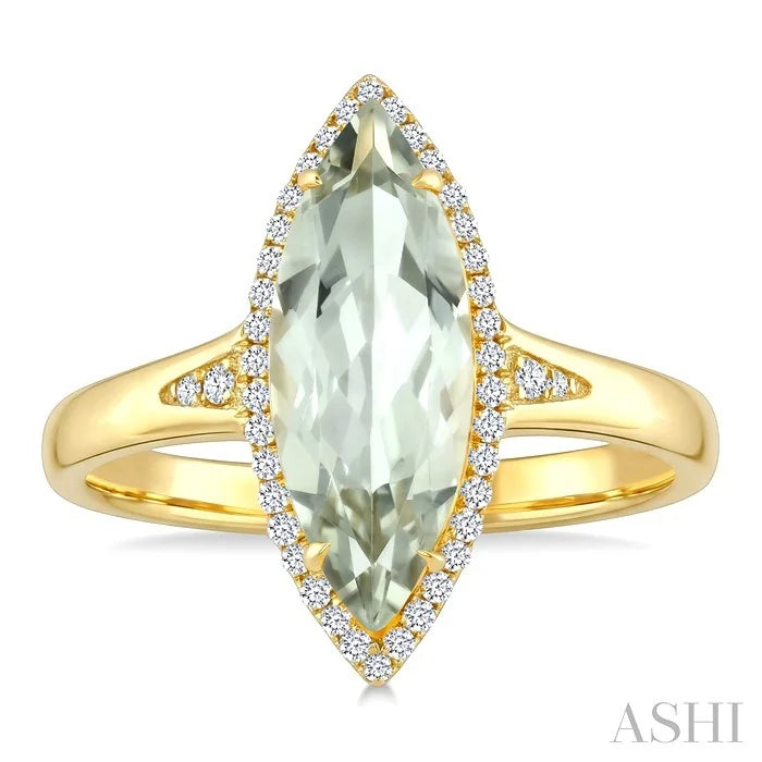 Evoque Gemstone Marquise Shape & Halo Diamond Ring