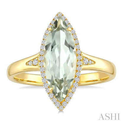Evoque Gemstone Marquise Shape & Halo Diamond Ring