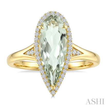 Evoque Gemstone Pear Shape & Halo Diamond Ring