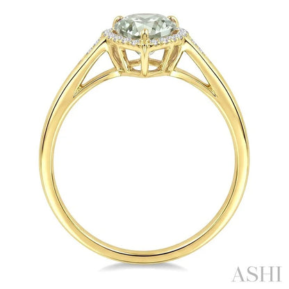 Evoque Gemstone Pear Shape & Halo Diamond Ring