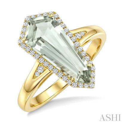Evoque Gemstone Shield Shape & Halo Diamond Ring
