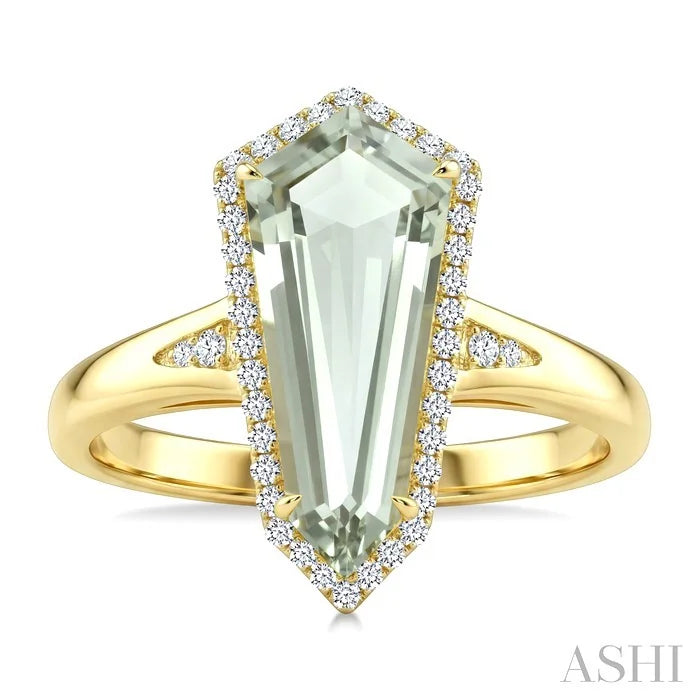 Evoque Gemstone Shield Shape & Halo Diamond Ring