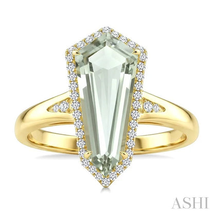 Evoque Gemstone Shield Shape & Halo Diamond Ring