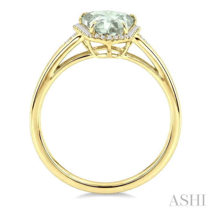 Evoque Gemstone Shield Shape & Halo Diamond Ring