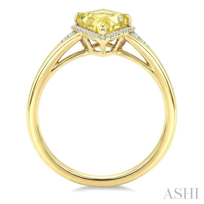Evoque Gemstone Kite Shape & Halo Diamond Ring