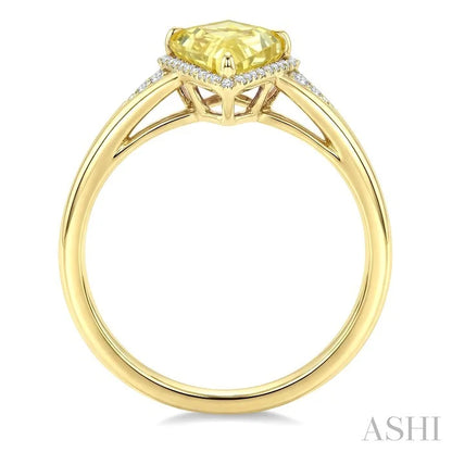 Evoque Gemstone Kite Shape & Halo Diamond Ring
