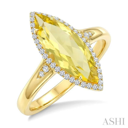 Evoque Gemstone Marquise Shape & Halo Diamond Ring