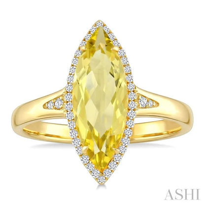 Evoque Gemstone Marquise Shape & Halo Diamond Ring