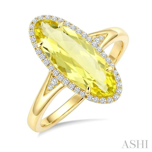 Evoque Gemstone Oval Shape & Halo Diamond Ring