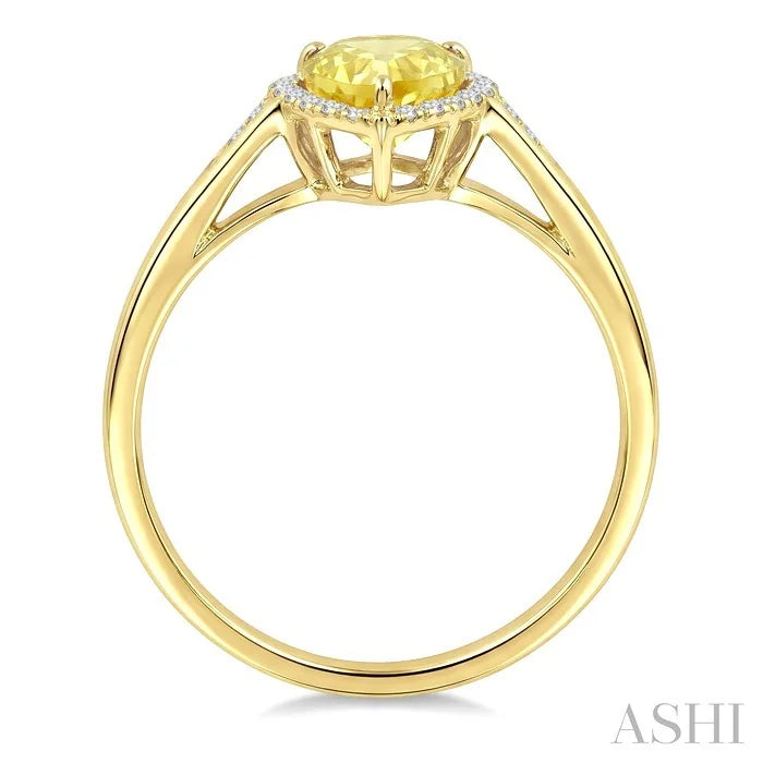 Evoque Gemstone Pear Shape & Halo Diamond Ring