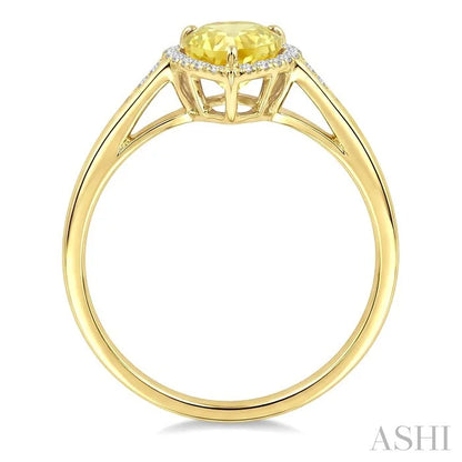 Evoque Gemstone Pear Shape & Halo Diamond Ring
