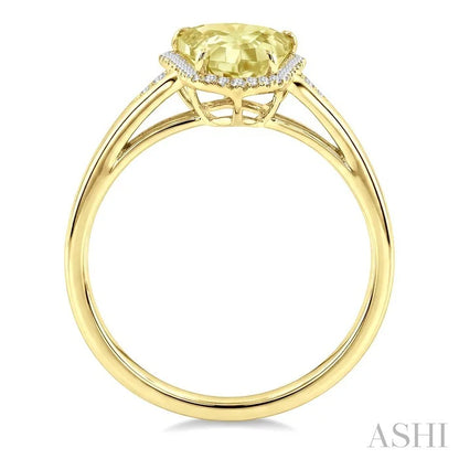 Evoque Gemstone Shield Shape & Halo Diamond Ring