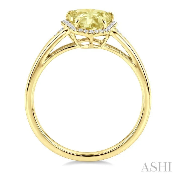 Evoque Gemstone Shield Shape & Halo Diamond Ring
