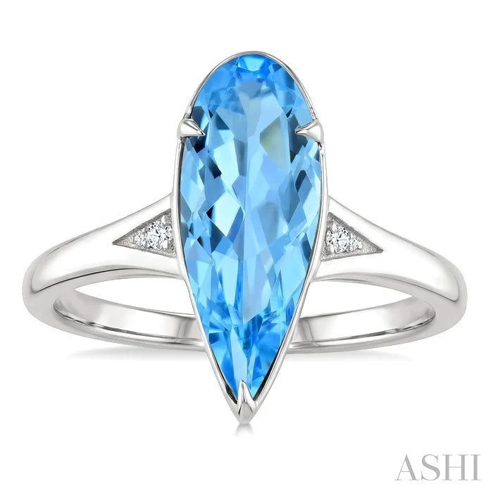 Evoque Gemstone Pear Shape & Diamond Ring
