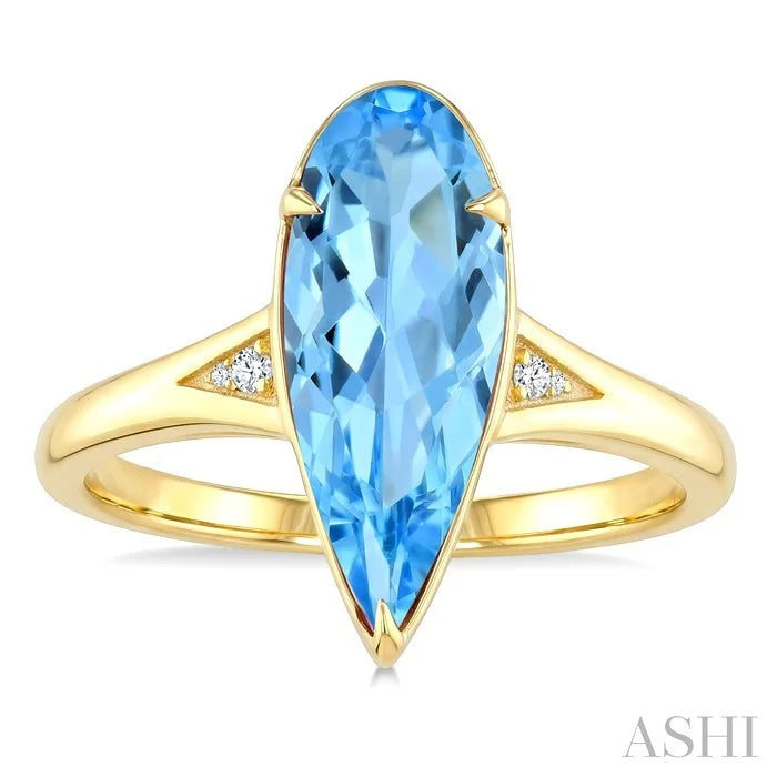 Evoque Gemstone Pear Shape & Diamond Ring