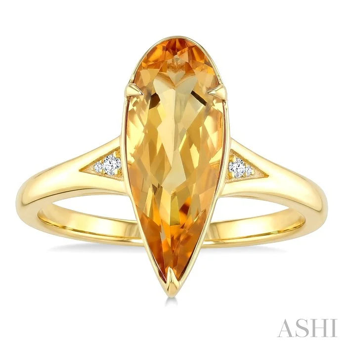 Evoque Gemstone Pear Shape & Diamond Ring