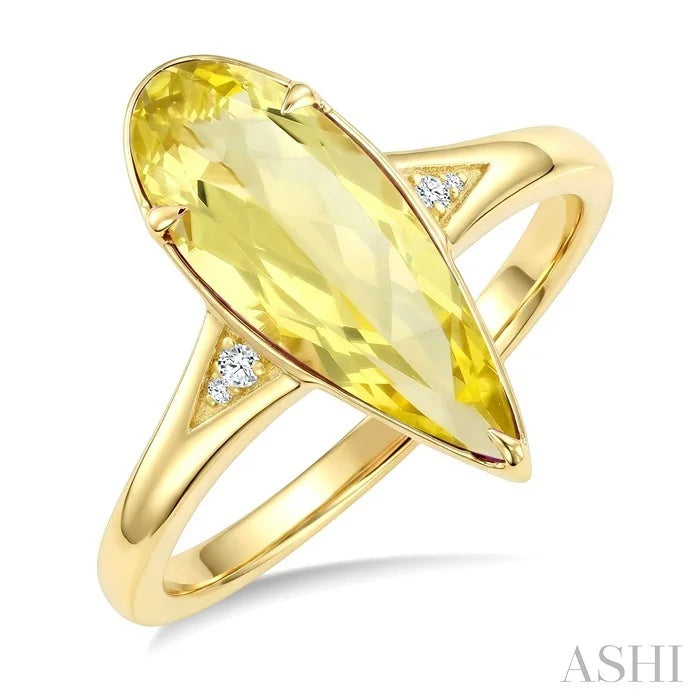 Evoque Gemstone Pear Shape & Diamond Ring