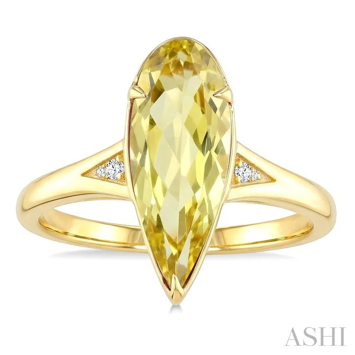 Evoque Gemstone Pear Shape & Diamond Ring