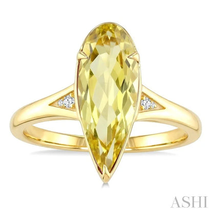 Evoque Gemstone Pear Shape & Diamond Ring