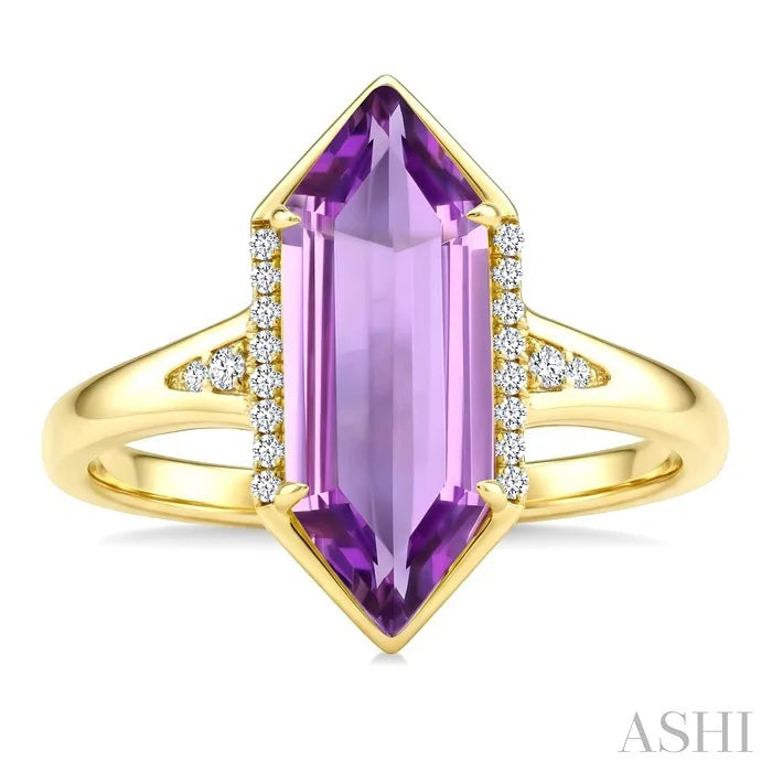 Evoque Gemstone Hexagon Shape & Diamond Ring