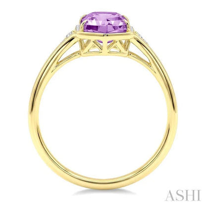 Evoque Gemstone Hexagon Shape & Diamond Ring