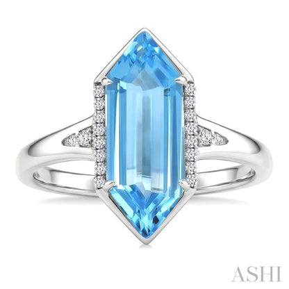 Evoque Gemstone Hexagon Shape & Diamond Ring