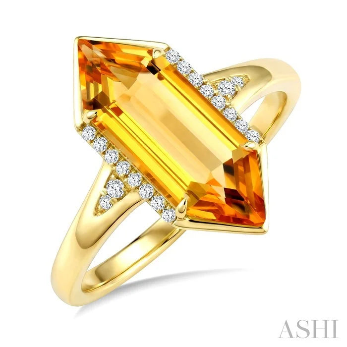 Evoque Gemstone Hexagon Shape & Diamond Ring