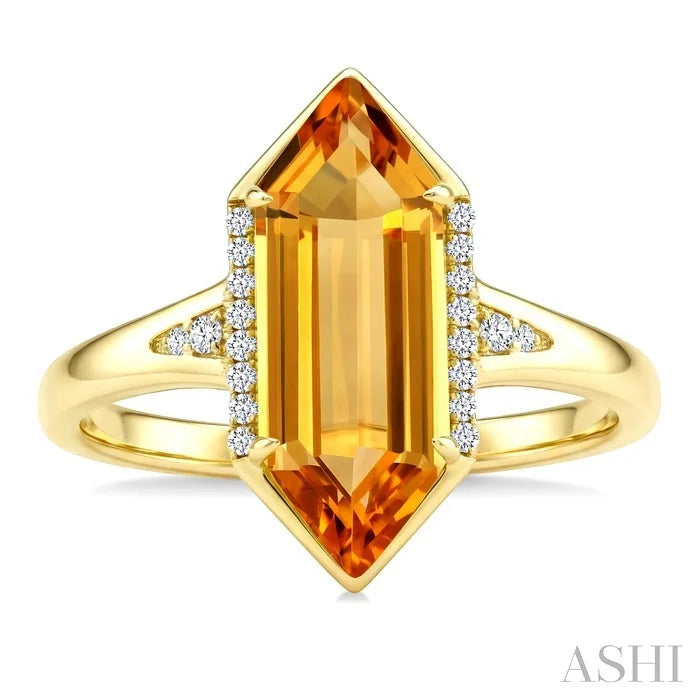 Evoque Gemstone Hexagon Shape & Diamond Ring