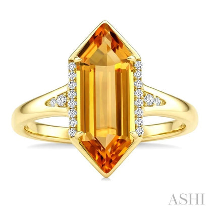 Evoque Gemstone Hexagon Shape & Diamond Ring