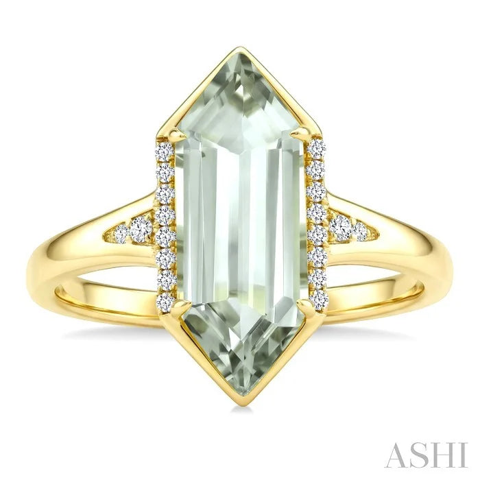 Evoque Gemstone Hexagon Shape & Diamond Ring