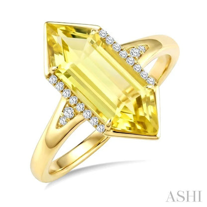 Evoque Gemstone Hexagon Shape & Diamond Ring