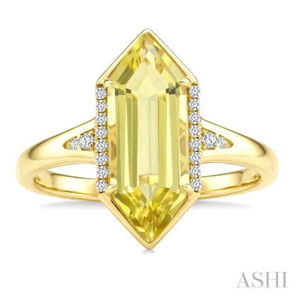 Evoque Gemstone Hexagon Shape & Diamond Ring