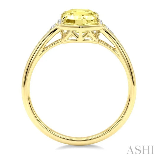 Evoque Gemstone Hexagon Shape & Diamond Ring