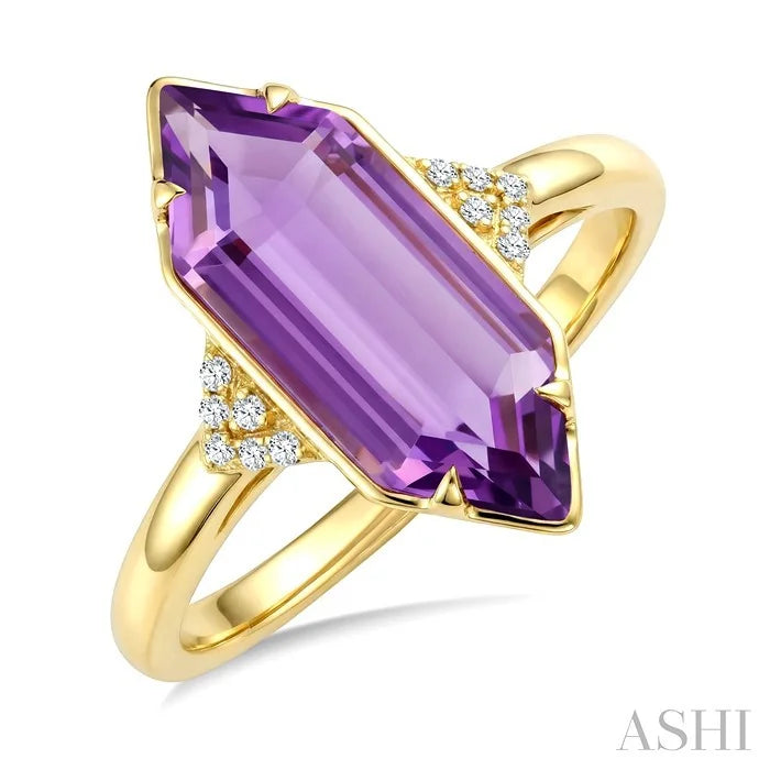 Evoque Gemstone Hexagon Shape & Diamond Ring