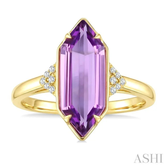 Evoque Gemstone Hexagon Shape & Diamond Ring