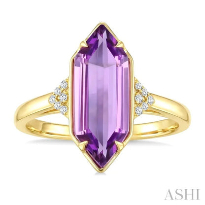 Evoque Gemstone Hexagon Shape & Diamond Ring